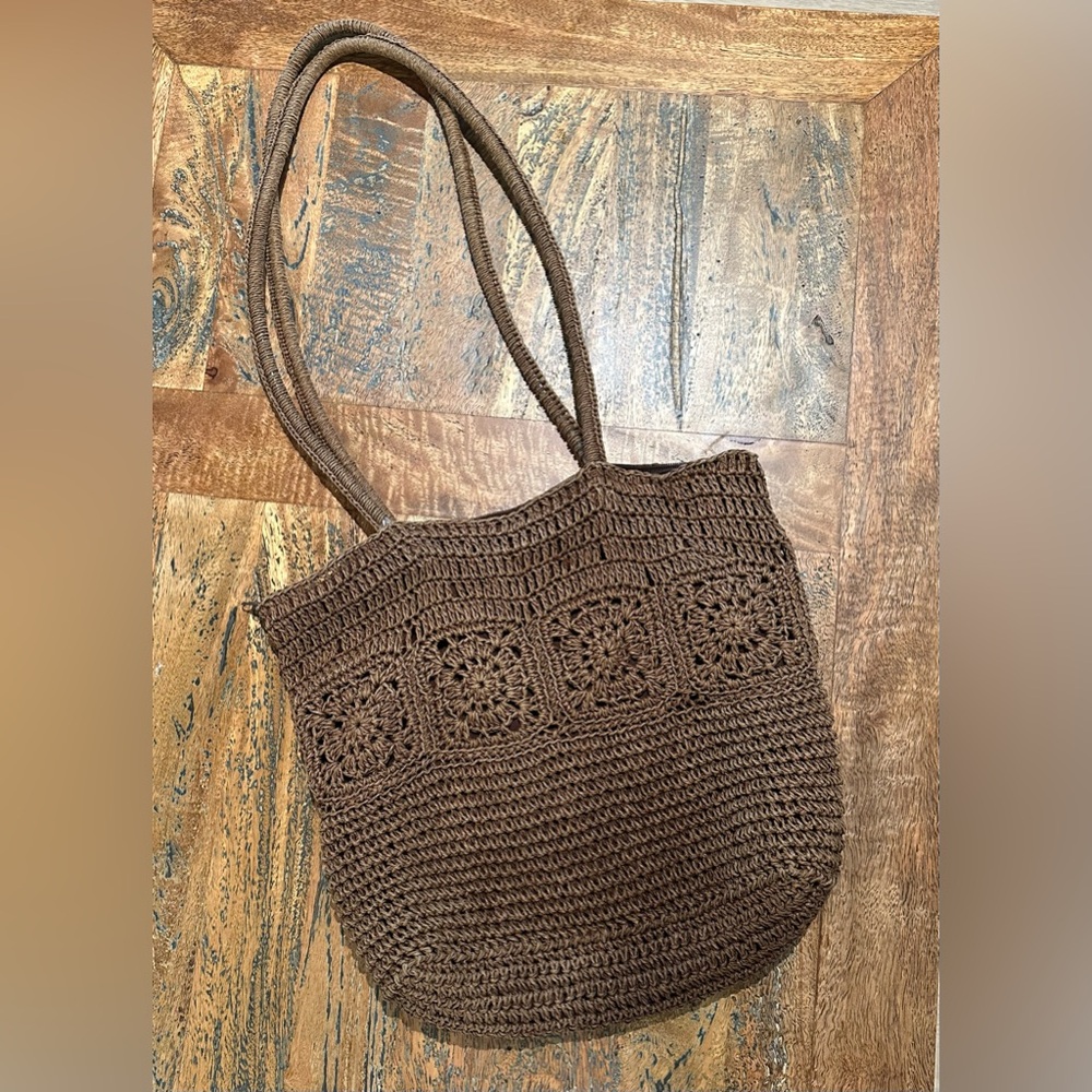 Brown Paper Straw Tote Bag